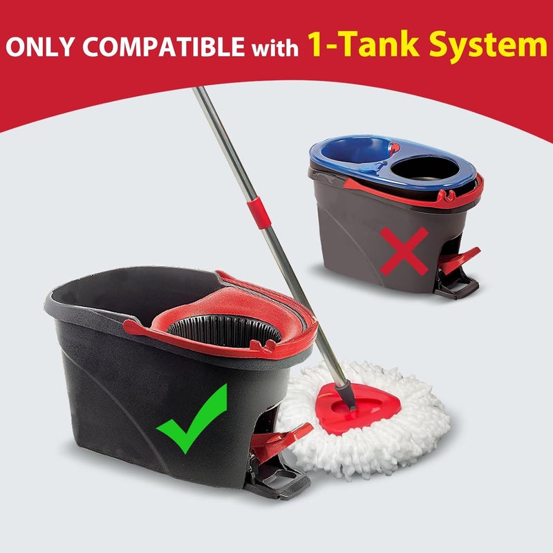 Nuorest Spin Mop Replacement Set for O-Ceda EasyWring 1-Tank System, Includes 2 Mop Head Replacement, 1 Spin Base, 1 Scrubber Head, 1 Mop Handle (30-58in Adjustable 4-Section Pole) - Image 2